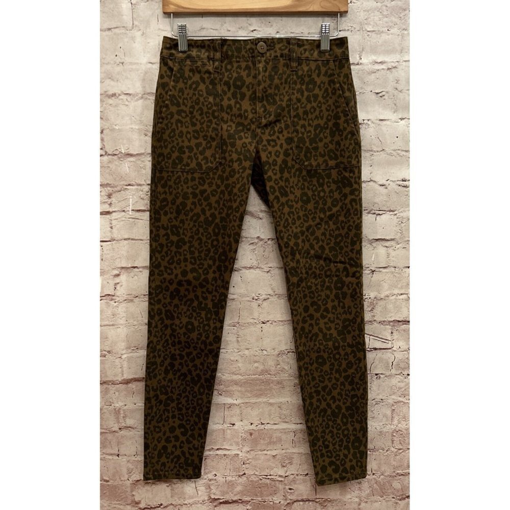 Anthropologie SANCTUARY Leopard Cheetah Slim Fit Chino Pant Ankle Womens Size 25